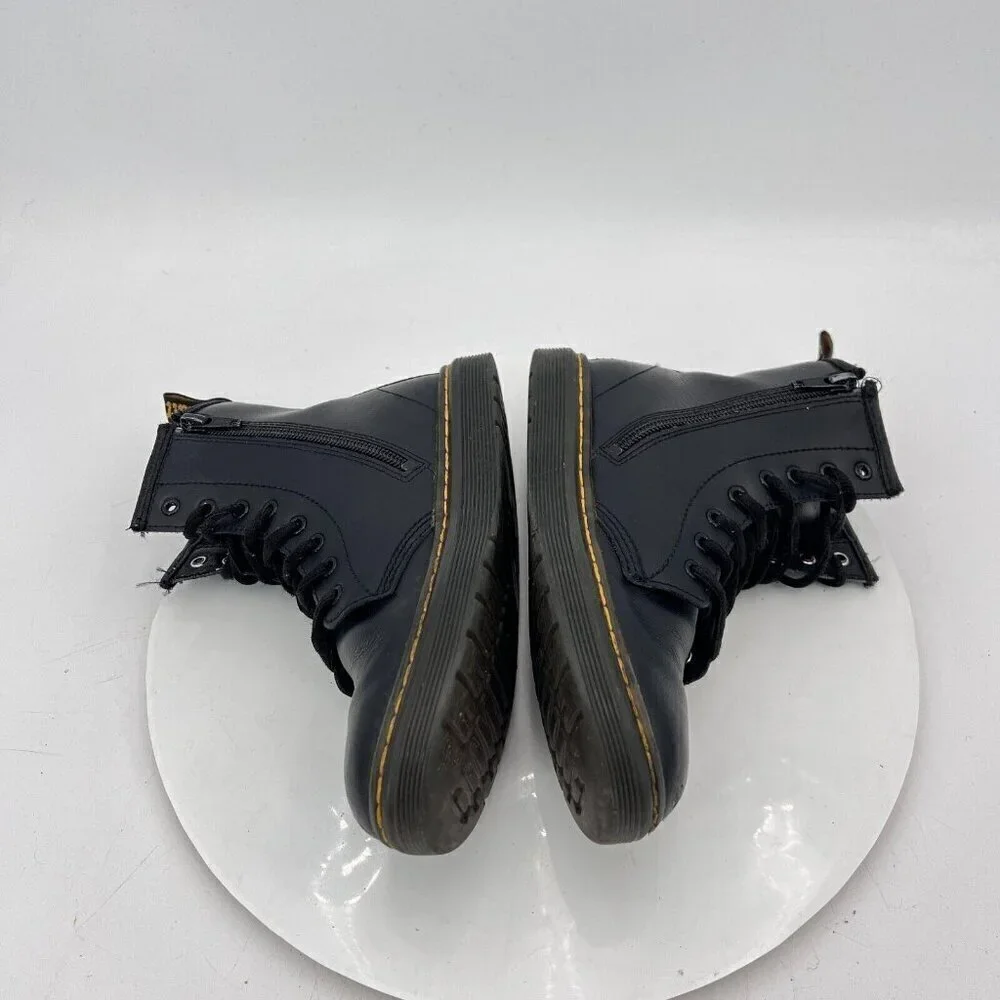 Dr. Martens Zavalaj Kids Size 3 Black Leather 8 Hole Side Zip Lace Up Boot